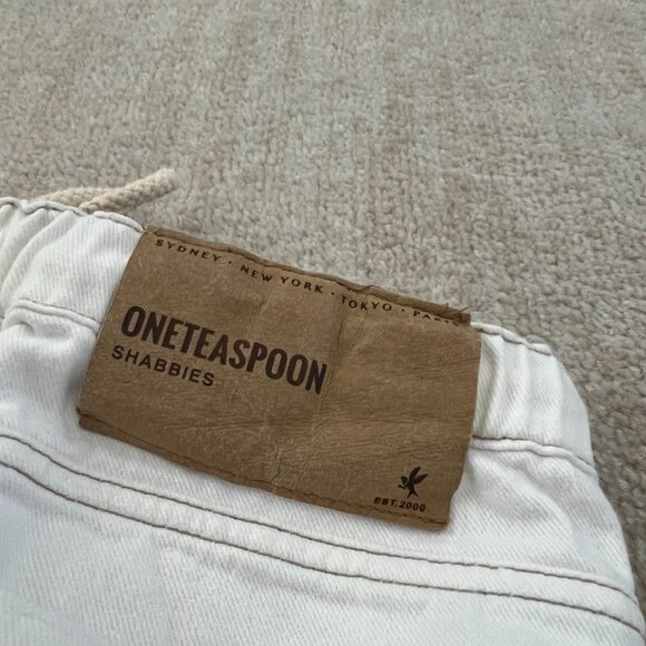 Revolve One Teaspoon Shabbies White Drawstring Boyfriend Crop Jeans S - Picture 10 of 10